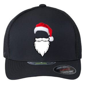 Santa Clause Mustache Beard Hat Flexfit Unipanel Trucker Cap