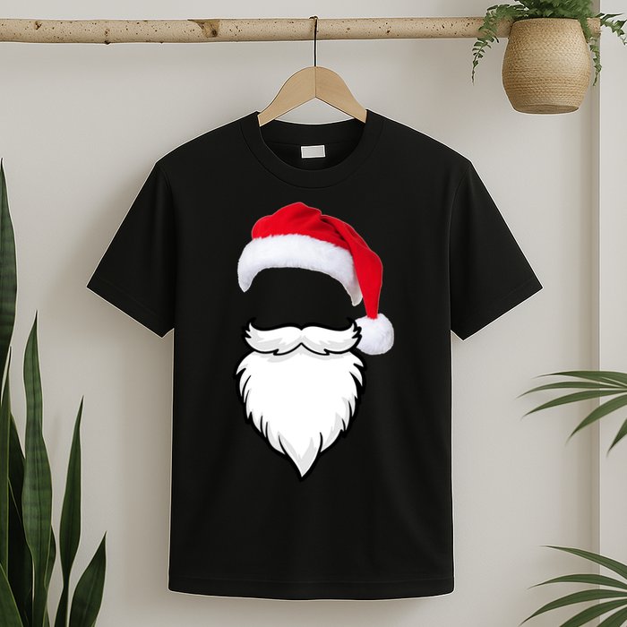 Santa Clause Mustache Beard Hat T-Shirt