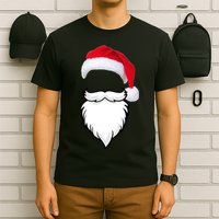 Santa Clause Mustache Beard Hat T-Shirt