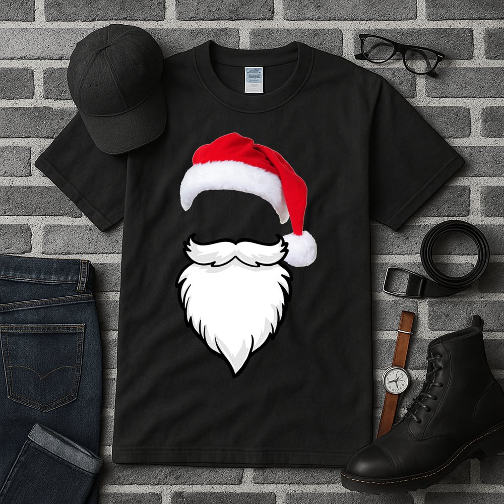 Santa Clause Mustache Beard Hat Tall T-Shirt