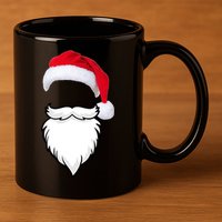 Santa Clause Mustache Beard Hat 11oz C Handle Ceramic Mug