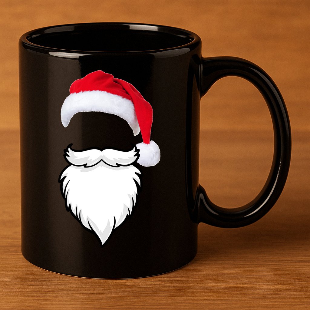 Santa Clause Mustache Beard Hat 11oz C Handle Ceramic Mug