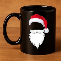 Santa Clause Mustache Beard Hat 11oz C Handle Ceramic Mug