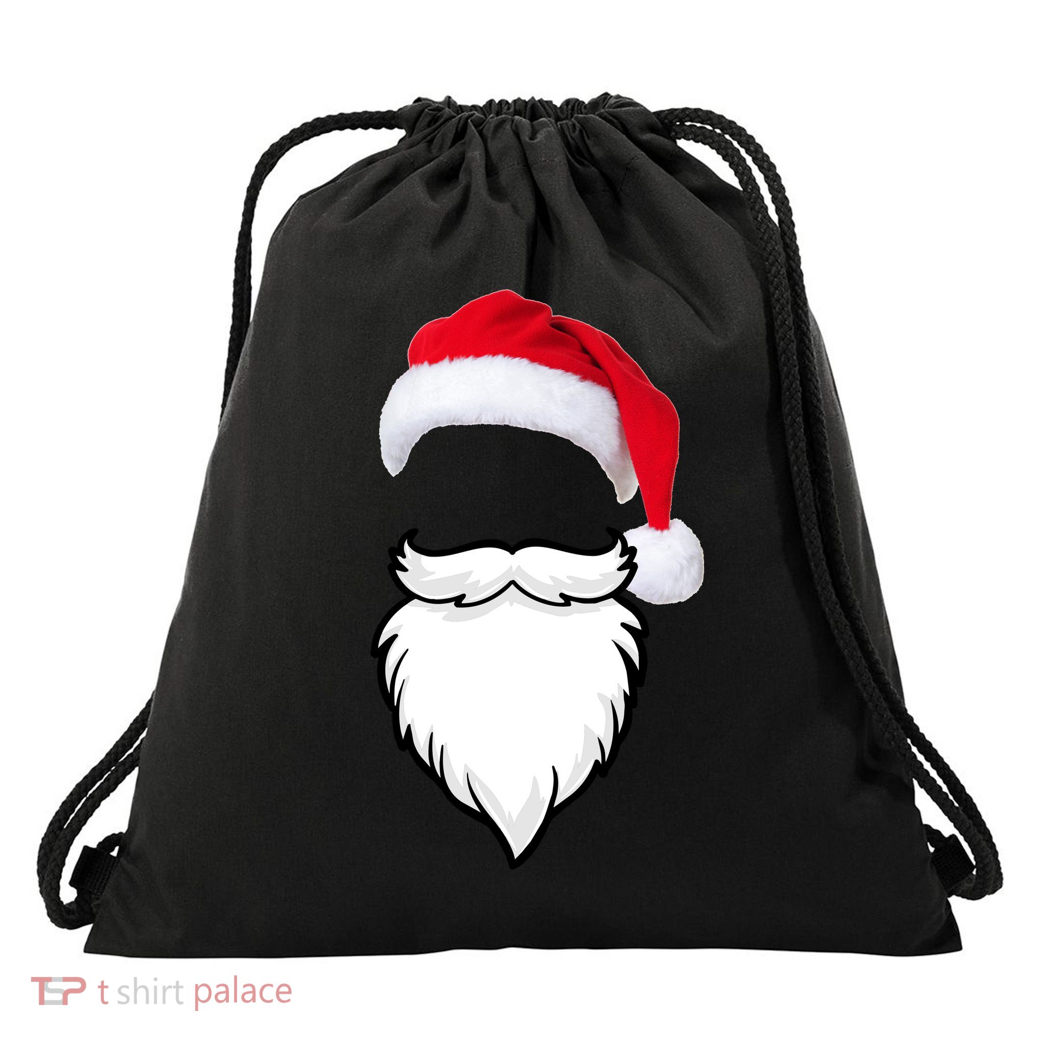 Santa Clause Mustache Beard Hat Drawstring Bag