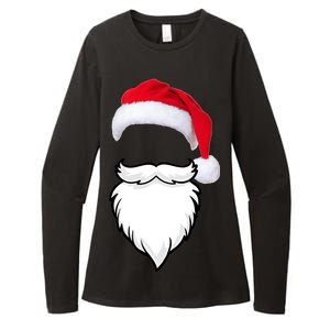 Santa Clause Mustache Beard Hat Womens CVC Long Sleeve Shirt