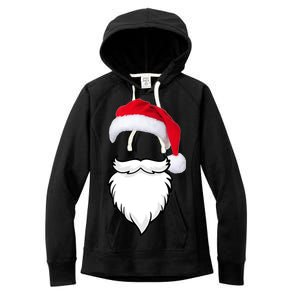 Santa Clause Mustache Beard Hat Women's Fleece Hoodie