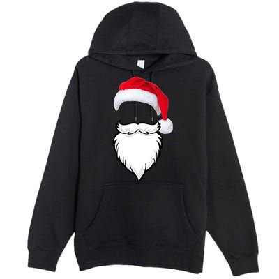 Santa Clause Mustache Beard Hat Premium Pullover Hoodie