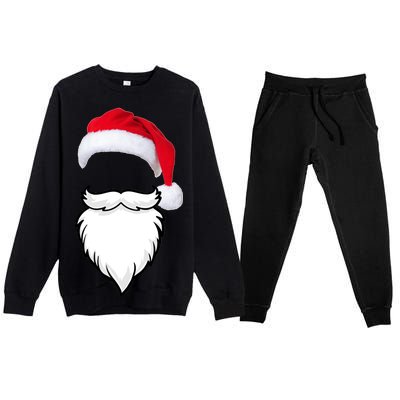 Santa Clause Mustache Beard Hat Premium Crewneck Sweatsuit Set