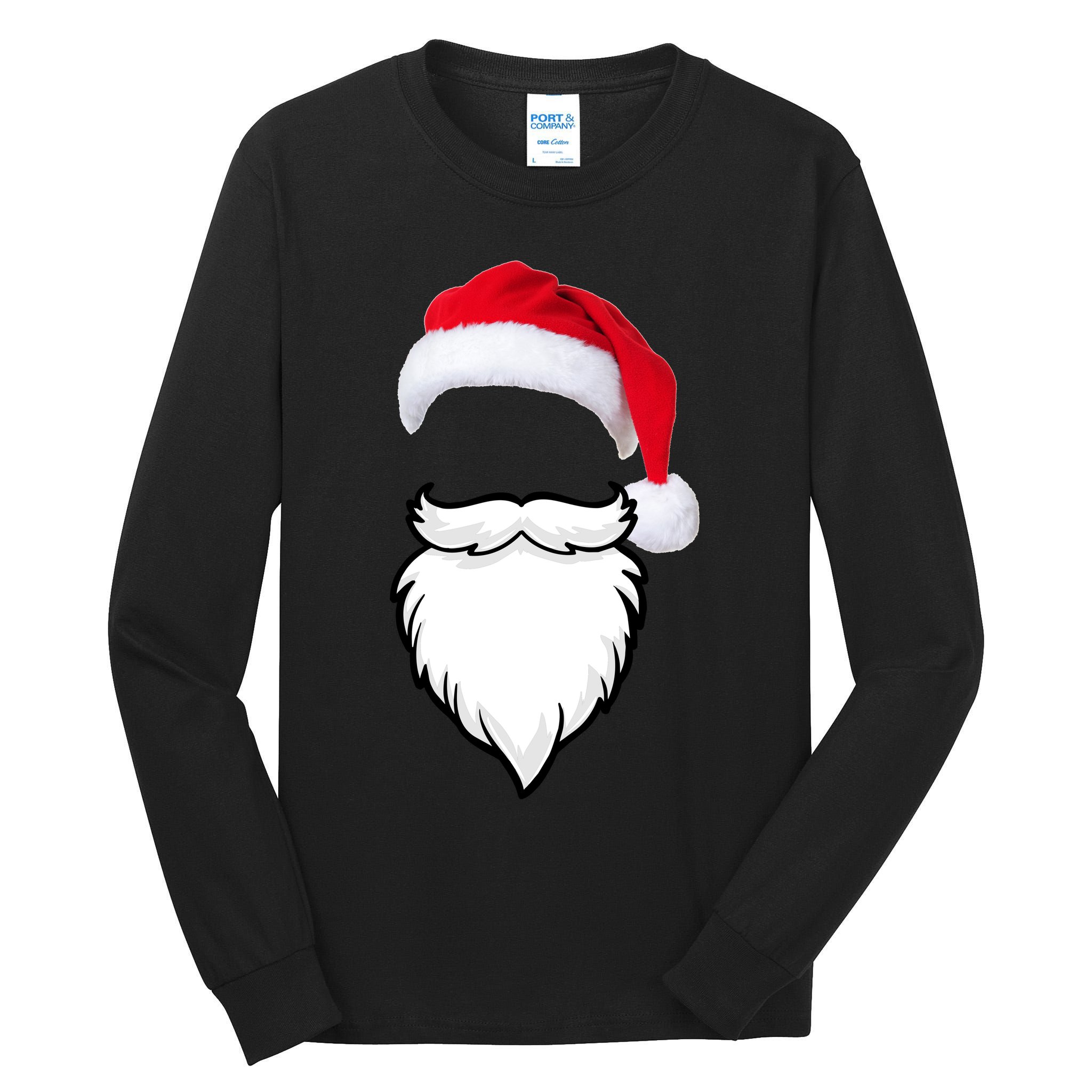Santa Clause Mustache Beard Hat Tall Long Sleeve T-Shirt