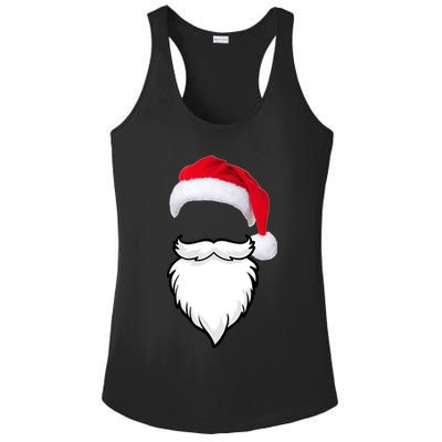 Santa Clause Mustache Beard Hat Ladies PosiCharge Competitor Racerback Tank