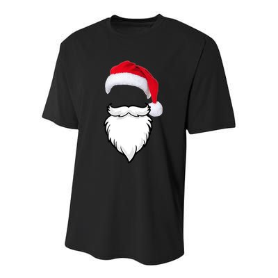 Santa Clause Mustache Beard Hat Youth Performance Sprint T-Shirt