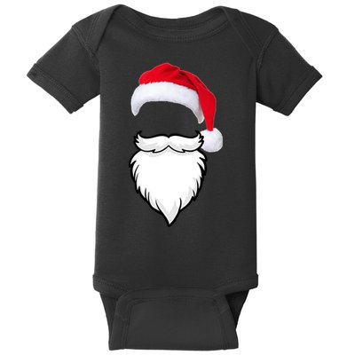 Santa Clause Mustache Beard Hat Baby Bodysuit
