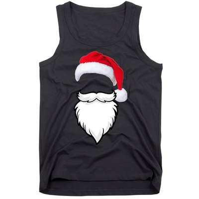 Santa Clause Mustache Beard Hat Tank Top