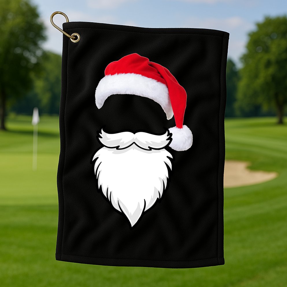 Santa Clause Mustache Beard Hat Golf Towel