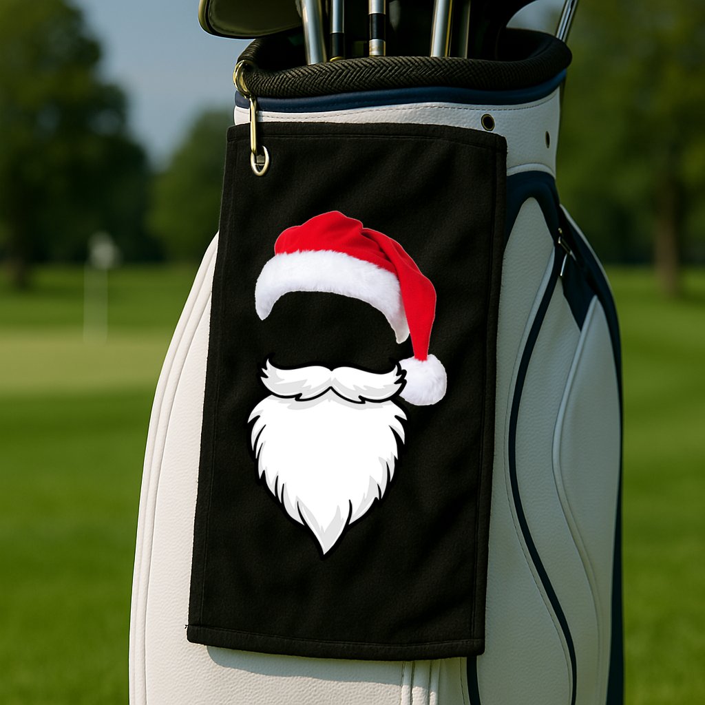 Santa Clause Mustache Beard Hat Golf Towel
