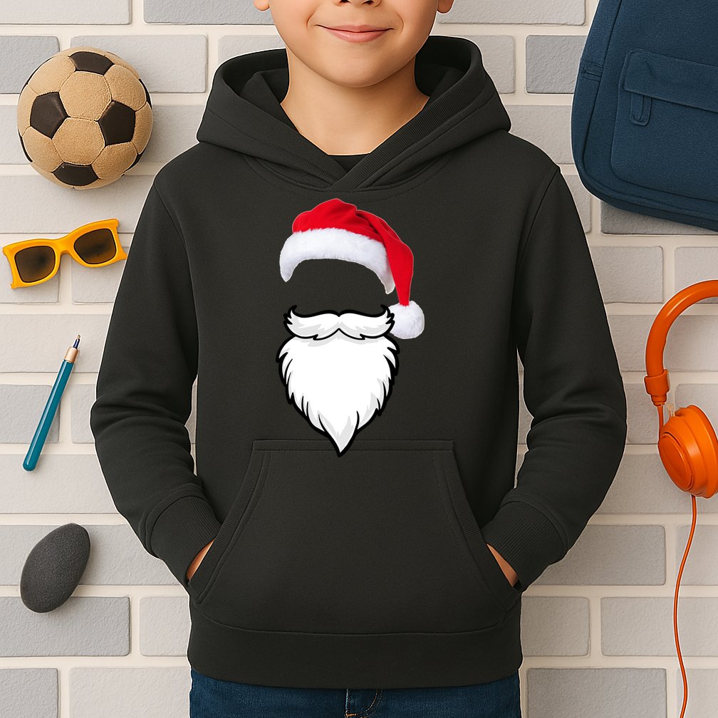 Santa Clause Mustache Beard Hat Kids Hoodie