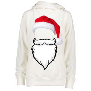 Santa Clause Mustache Beard Hat Womens Funnel Neck Pullover Hood