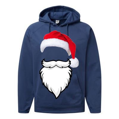 Santa Clause Mustache Beard Hat Performance Fleece Hoodie