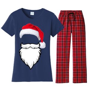 Santa Clause Mustache Beard Hat Women's Flannel Pajama Set