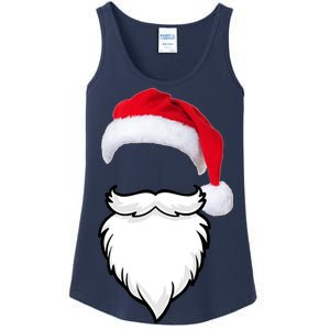 Santa Clause Mustache Beard Hat Ladies Essential Tank