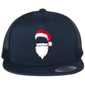 Santa Clause Mustache Beard Hat Flat Bill Trucker Hat