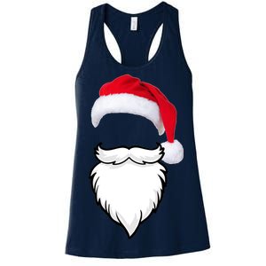 Santa Clause Mustache Beard Hat Women's Racerback Tank