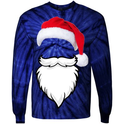 Santa Clause Mustache Beard Hat Tie-Dye Long Sleeve Shirt