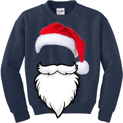 Santa Clause Mustache Beard Hat Kids Sweatshirt