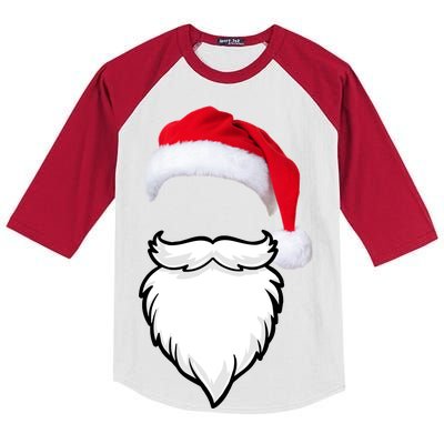 Santa Clause Mustache Beard Hat Kids Colorblock Raglan Jersey