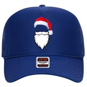 Santa Clause Mustache Beard Hat High Crown Mesh Back Trucker Hat