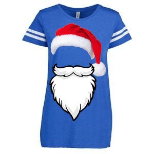 Santa Clause Mustache Beard Hat Enza Ladies Jersey Football T-Shirt