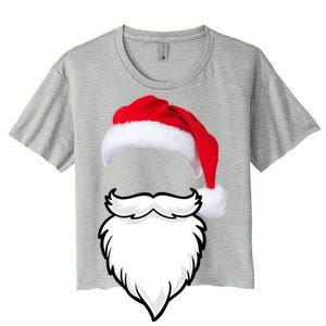 Santa Clause Mustache Beard Hat Women's Crop Top Tee