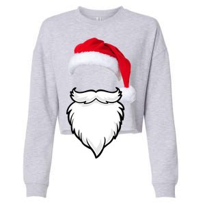 Santa Clause Mustache Beard Hat Cropped Pullover Crew