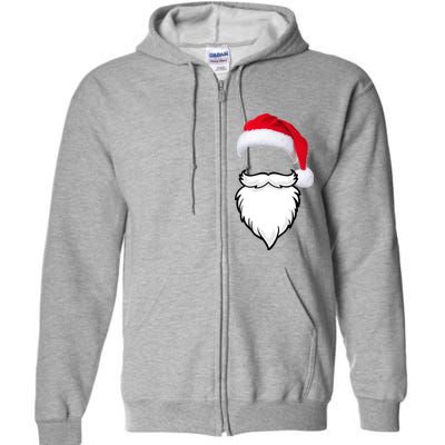 Santa Clause Mustache Beard Hat Full Zip Hoodie