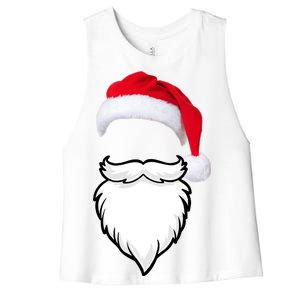 Santa Clause Mustache Beard Hat Women's Racerback Cropped Tank