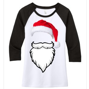 Santa Clause Mustache Beard Hat Women's Tri-Blend 3/4-Sleeve Raglan Shirt