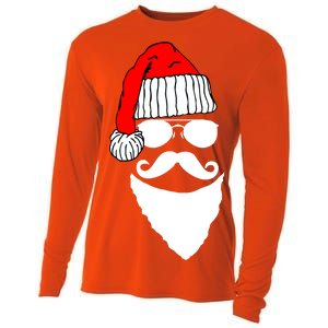 Santa Clause Mustache Face Cooling Performance Long Sleeve Crew