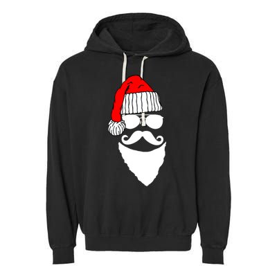 Santa Clause Mustache Face Garment-Dyed Fleece Hoodie