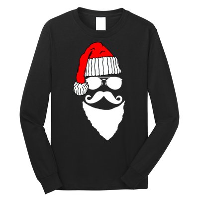 Santa Clause Mustache Face Long Sleeve Shirt
