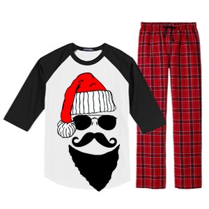 Santa Clause Mustache Face Raglan Sleeve Pajama Set