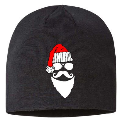 Santa Clause Mustache Face Sustainable Beanie
