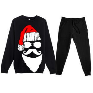 Santa Clause Mustache Face Premium Crewneck Sweatsuit Set