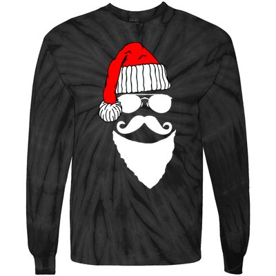 Santa Clause Mustache Face Tie-Dye Long Sleeve Shirt