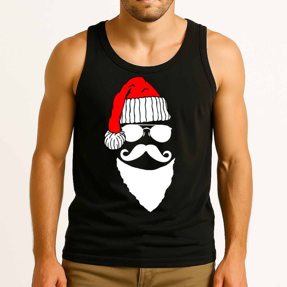 Santa Clause Mustache Face Tank Top