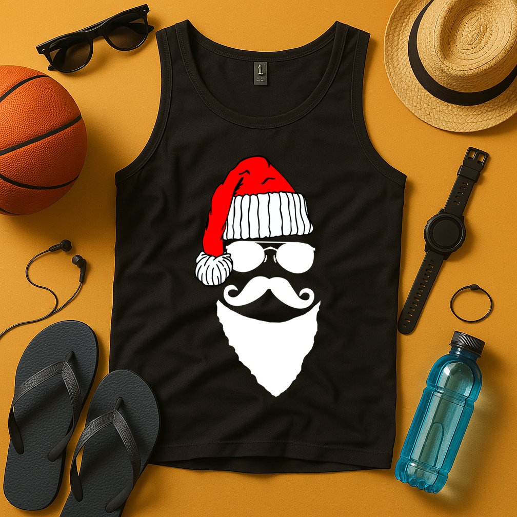 Santa Clause Mustache Face Tank Top