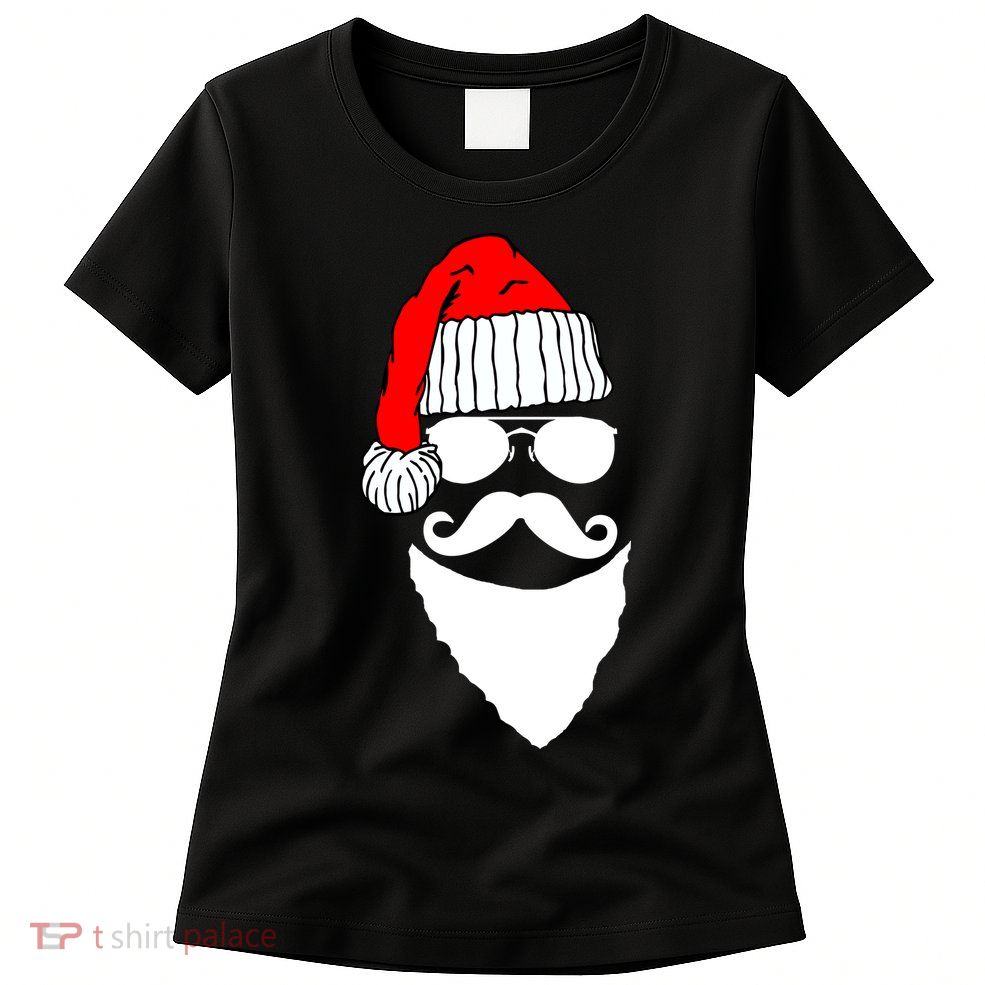 Santa Clause Mustache Face Womens T-Shirt