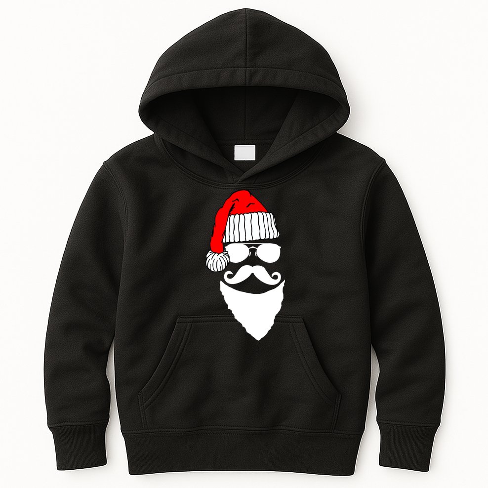 Santa Clause Mustache Face Kids Hoodie