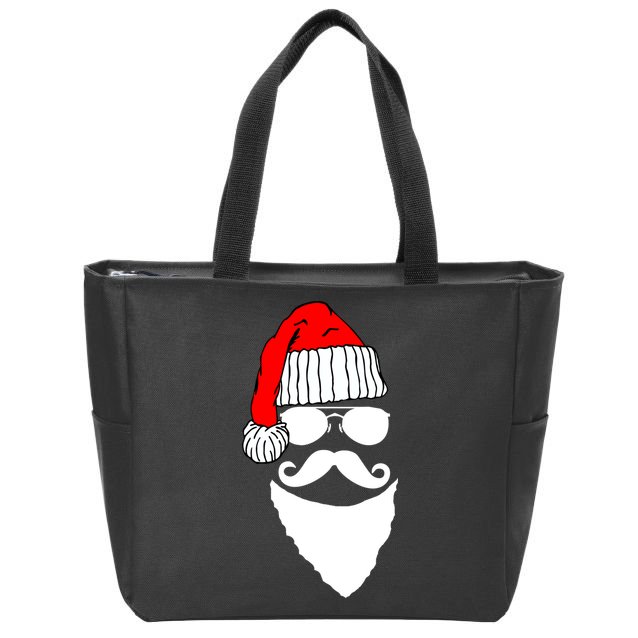 Santa Clause Mustache Face Zip Tote Bag