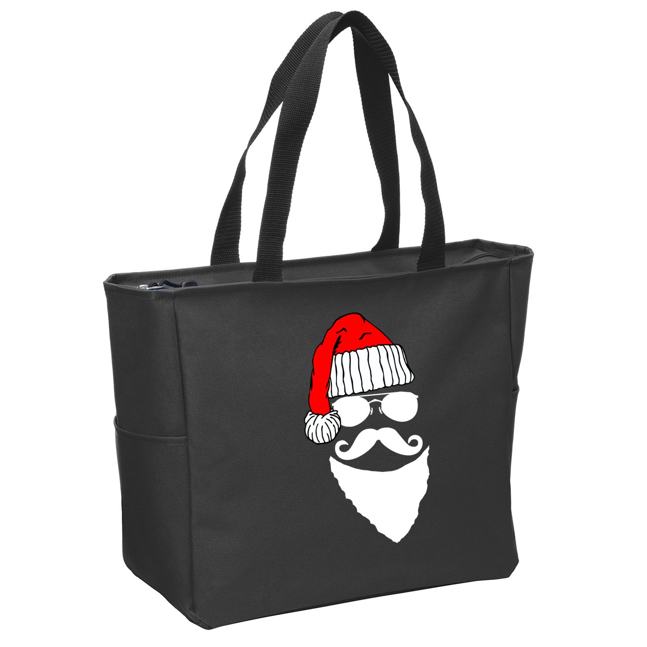Santa Clause Mustache Face Zip Tote Bag