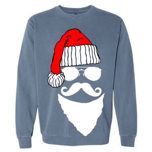 Santa Clause Mustache Face Garment-Dyed Sweatshirt